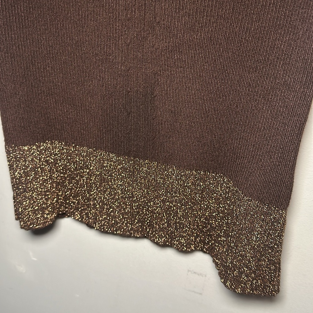 Brown and Gold metallic sweater tank top - Picture 3 of 5
